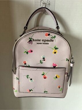 kate spade Pink Floral Mini Backpack with Top Handler and Shoulder Bag